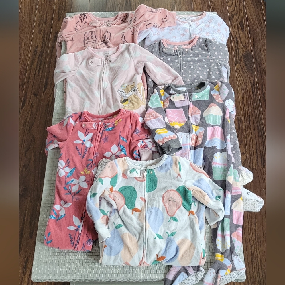 Carter's Girl Soft Fleece PJ Bundle 7 Onesise Feet PJ 18months Toddler Baby Girl